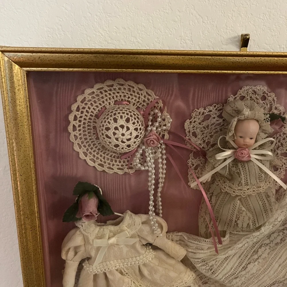 Framed Vintage Doll Dress Display